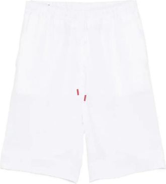 Kiton Shorts met elastische tailleband en trekkoord - Heren - Korte Broeken - Wit - L - Linnen - Korte Broeken