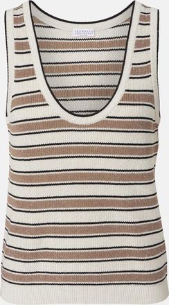 Brunello Cucinelli Striped cotton-blend top