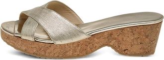 Jimmy Choo London 2023 cross-strap cork wedge sandals - Gold