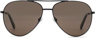 Fossil 60mm Pilot Sunglasses in Matte Black/Brown at Nordstrom