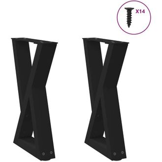 vidaXL Vidaxl - Patas Para Mesa De Centro (2 Unidades), Color Negro, 28 X 42-43,3 Cm, Acero