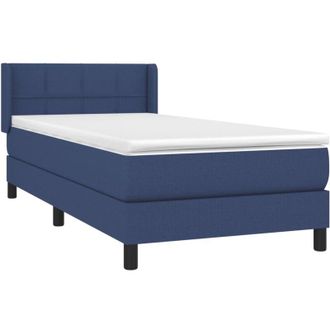 vidaXL Cama Box Spring Con Colch&oacute;n Tela Azul 80x200 Cm Vidaxl