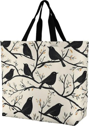 Generic Birds on Branch Tote Bag Reusable Grocery Shopping Bags Large Travel One Shoulder Handbag for Picnic Work