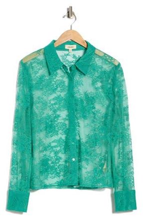 L'agence Maia Lace Button-Up Shirt in Bright Jade at Nordstrom Rack, Size Xx-Small