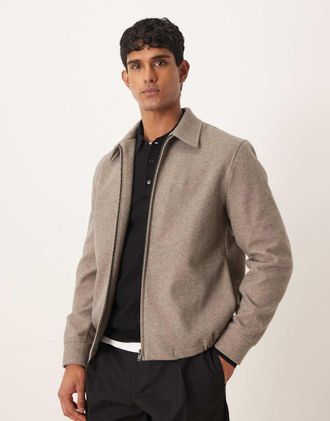 Mango Giacca harrington con chiusura con zip beige-Neutro