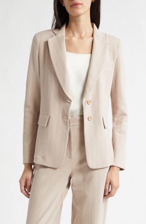 Emporio Armani Chevron Stretch Cotton Blend Jersey Jacket in Tan at Nordstrom, Size 16 Us