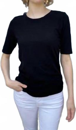 Elliott Lauren Elbow Sleeve Tee With Rouched Side In Black