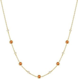 Ania Haie Lab Grown Nano & Cubic Zirconia Station Necklace in Shiny Gold at Nordstrom