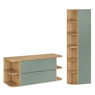 Petits Meubles Conjunto de mueble y columna 120cm paneles laminados verde