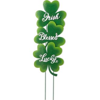 Glitzhome Set of 3 St. Patricks Metal Shamrock Yard Stake in Green at Nordstrom, Size Medium