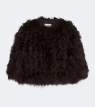Yves Salomon Giacca cropped in piume
