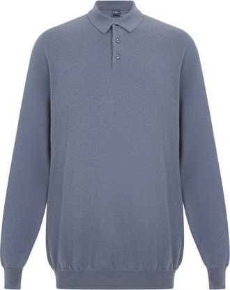 Fedeli Polo Trui - Heren - Polos - Blauw - 5XL - Kasjmier - Tops