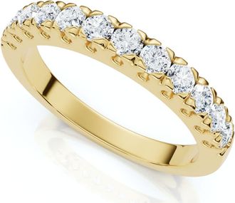 Pompeii3 1/2Ct Pave Diamond Wedding Anniversary Stackable Ring Gold Lab Grown