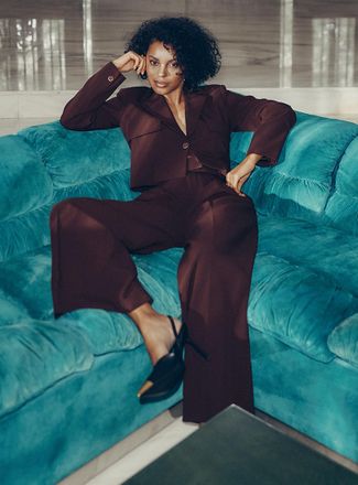 Icone Womens Pleated wide-leg pant with embossed logo belt