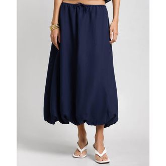 Onia Air Linen Bubble Maxi Skirt in Noir Navy at Nordstrom, Size X-Small