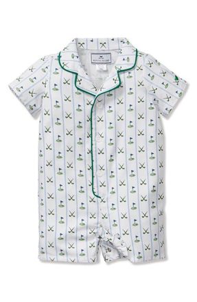 Petite Plume Fairway One-Piece Brushed Twill Pajamas in Green at Nordstrom, Size 18-24M