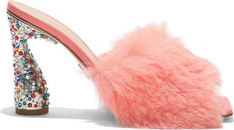 PAUL ANDREW 95 mm Arc Fluffy sandalen met verfraaide hak - Roze