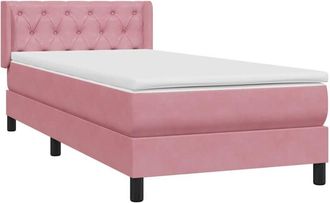 vidaXL Cama Box Spring Con Colch&oacute;n Terciopelo Rosa 80x220 Cm Vidaxl