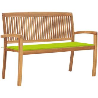 vidaXL Banco De Jard&iacute;n Apilable Y Coj&iacute;n Madera Maciza De Teca 128,5 Cm Vidaxl