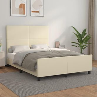 vidaXL Vidaxl - Estructura De Cama Sin Colch&oacute;n Cuero Sint&eacute;tico Crema 140x200 Cm
