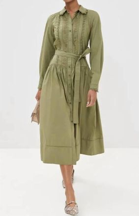 Ulla Johnson Ariane Scallop Lace Long Sleeve Midi Dress In Lichen