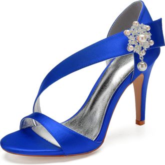 Generic Wedding High Stiletto Heels Heeled Womens Sandals Bridal Sexy Open Toe Heels Daily Party Dress 10.5Cm,Blue,4 UK