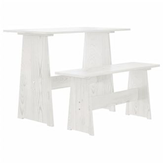 Berkfield Home Dining Table with Bench White Solid Pinewood