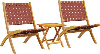 vidaXL Sillas Plegables (2 Unidades) Con Mesa, Color Rojo, Madera Maciza. Vidaxl