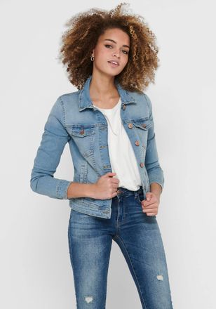 Only Jeansjacke ONLY ONLTIA DNM JACKET LB BEX179 NOOS, Damen, Gr. 34, blau (light blau denim), Denim/Jeans, Obermaterial: 98% Baumwolle, 2% Elasthan, unifa
