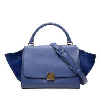 Celine Pre-owned Celine Small Drummed Calfskin and Suede Trapeze Satchel Ladies FFN8OI35QSIATN1D