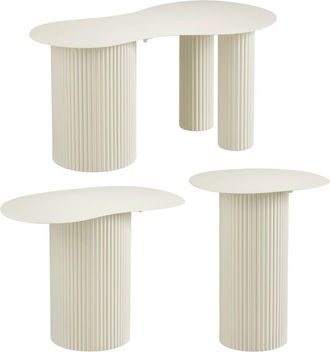 MiCa Decorations Mesa auxiliar Lux Blanco roto H40xB43xL80cm