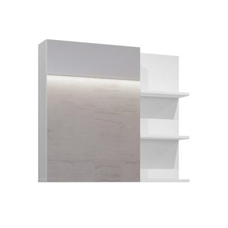 Petits Meubles Armario de pared 1 puerta espejo paneles laminados blanco
