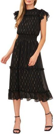 CeCe by Cynthia Steffe Metallic A-Line Dress in Rich Black at Nordstrom Rack, Size Small