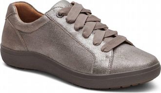 Aetrex Womens Courtney Lace-Up Sneaker In Brushed Silver