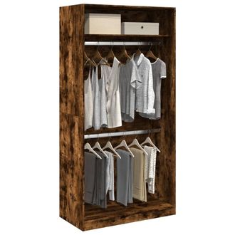 Berkfield Home Wardrobe Smoked Oak 100x50x200 cm Engineered Wood in Brown | Size: 100 x 50 x 200 cm