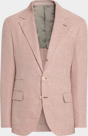 Brunello Cucinelli Men & apos;s Wool, Silk and Linen Houndstooth Sport Coat