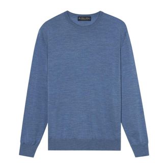Brooks Brothers Truien & Vesten, Heren, Blauw, L, Wol, Merino Wol Trui met Ronde Hals