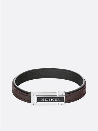 Tommy Hilfiger Donkerbruine leren armband met vouwsluiting