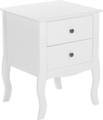 Beliani Beliani - Bedside Table White Finish mdf 2 Storage Drawers Cabriole Legs Metal Handle Lane
