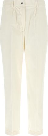 Kiton White Cotton Casual Womens Pants