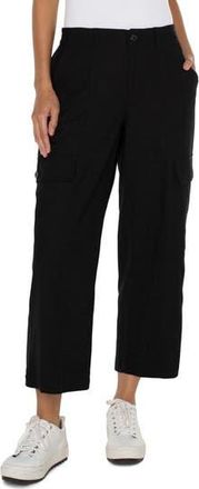 Liverpool L.A. High Waist Crop Wide Leg Cargo Pants in Black at Nordstrom Rack, Size 16 (Similar To 16W-18W)