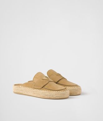 Prada Suede flatform mules