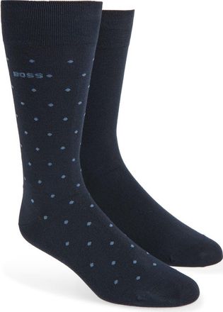 BOSS Assorted 2-Pack Dot & Solid Dress Socks in Navy at Nordstrom, Size 7-13