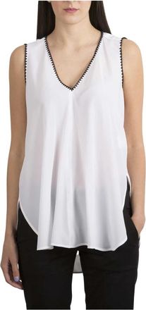 Dondup Sleeveless Top - Dames - Tops zonder mouwen - Wit - XS - Katoen - Tops