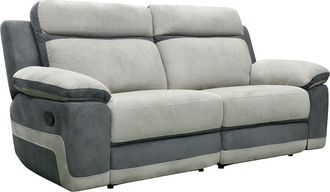 Vente-Unique Sof&aacute; 3 plazas relax de microfibra TALCA - gris claro y antracita