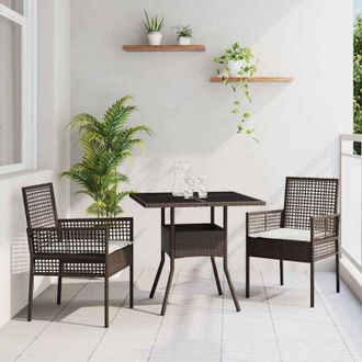 vidaXL Conjunto De Comedor De Jard&iacute;n 3 Pcs Marr&oacute;n Polirat&aacute;n Vidaxl