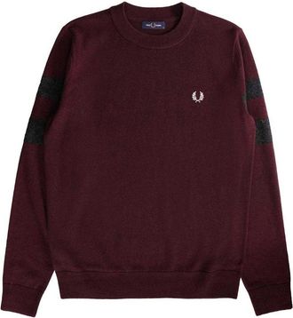 Fred Perry Heren Trui met Mouwprint (Oxblood)