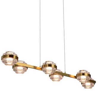 VONN Lighting Milano VAC3LN336AB 39 6-Light Pendant Lighting Height Adjustable Integrated LED Linear Chandelier in Antique Brass