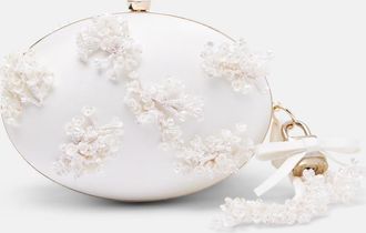 Self Portrait Oval Small embellished satin clutch