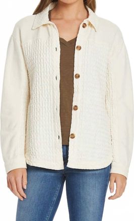 Mod-o-doc Mixed Texture Oversized Shacket In Milk Frost